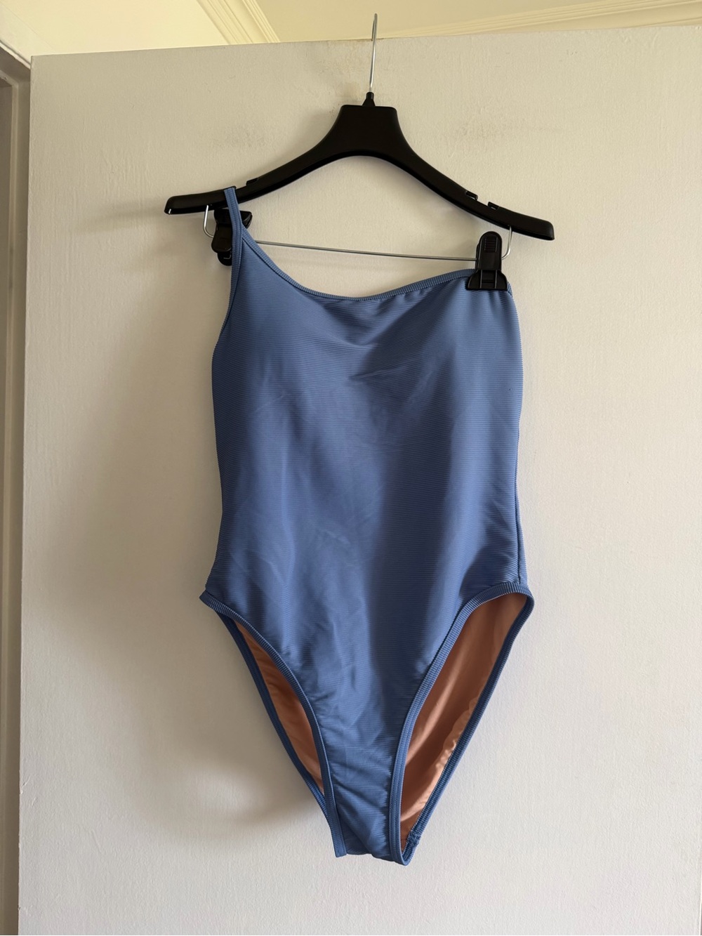 J Crew Light Blue Women's Ribbed One Strap One-Piece Swimsuit size 8 EUC - Picture 2 of 8